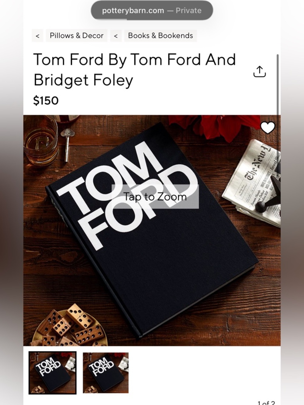 Tom Ford Hardcover Coffee Table Book - Black & White